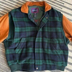GANT “The Plaid Flyer” wool blend bomber. Vintage. XL. See wear!!